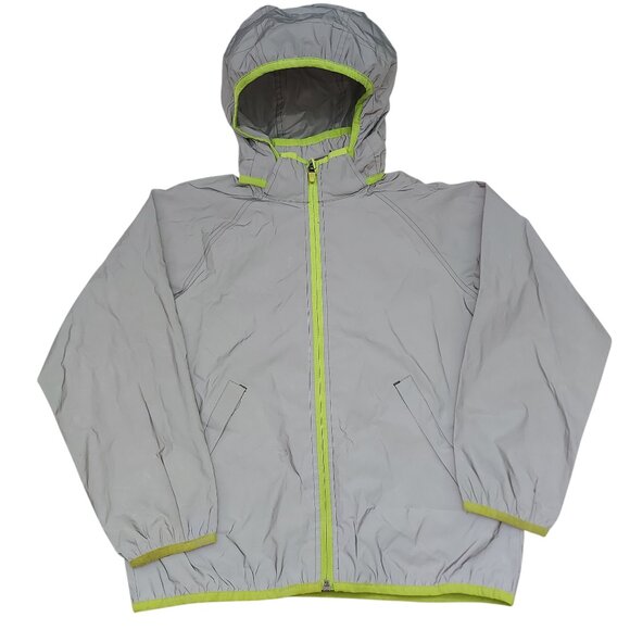 H&M Reflective Hooded Windbreaker Jacket Kids 6-8 Silver Lightweight Full Zip - Picture 1 of 12
